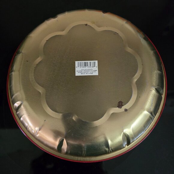 Vintage 10" Tin/Metal Christmas Cookie/Serving Tray Old World Santa Tree/Gifts - Picture 3 of 5